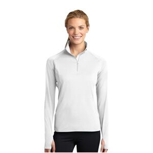 Sport-Tek Sport-Wick Stretch 1/4 Zip Pullover Shirt (White) NWOT